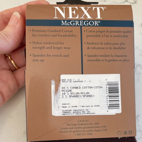 McGregor Next Premium Combed Cotton Nylon Crew Socks Brown Shoe Sz 7-11 - Picture 4 of 6